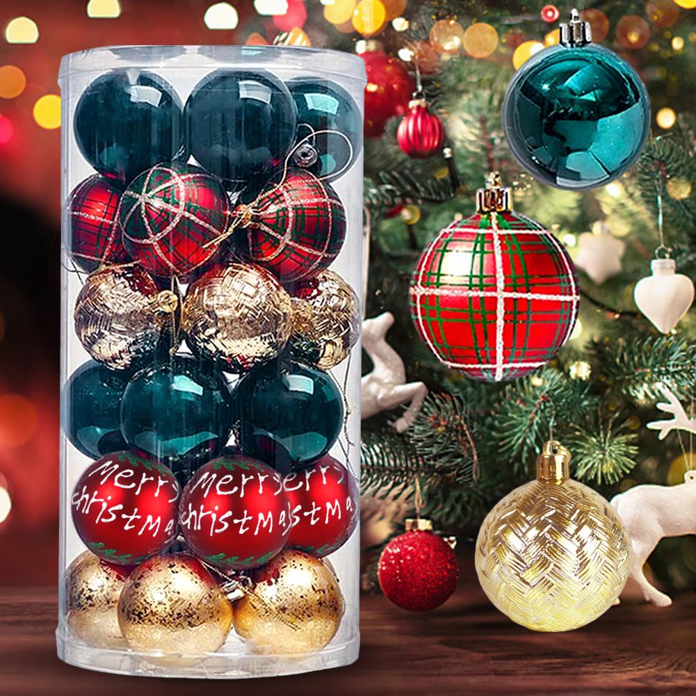 30 шт. Рождественские подвесные подвески, пластиковые 2,36-дюймовые рождественские елочные шары, набор, рождественские круглые шары, украшения для праздника, свадьбы, вечеринки, декор