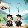 2D Acrylic Flat Graduation Bear Keychain Set Cartoon Decorative Keys with Tassels, Perfect for Fans and Students, Graduation Gift Idea