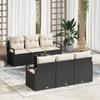 7-piece Garden Sofa Set with Black Poly Rattan Cushions, 2-seater Garden Sofa with Storage 3354936