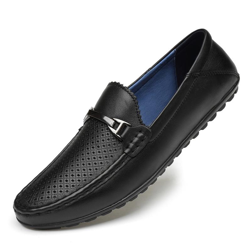 Casual Luxury Brand Summer Men Loafers Genuine Leather Moccasins Light Breathable Slip On Brogue Shoes Soft Italian Mens Shoes
