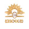 3pcs Fashion Ribbed Sun Geometry Ring 18K Gold Color Plated Stackable Ring Finger Ring Set  Weeding