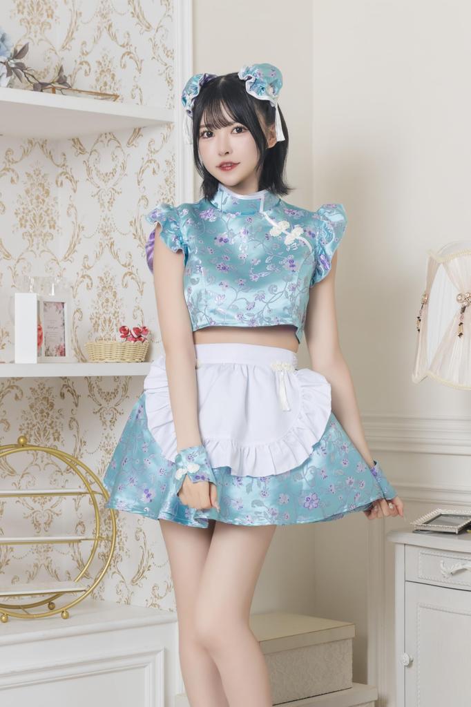 Lyrical Palette Cosplay Halloween Light Blue China Maid JamsCollection Blue [Clear Stone] Women's