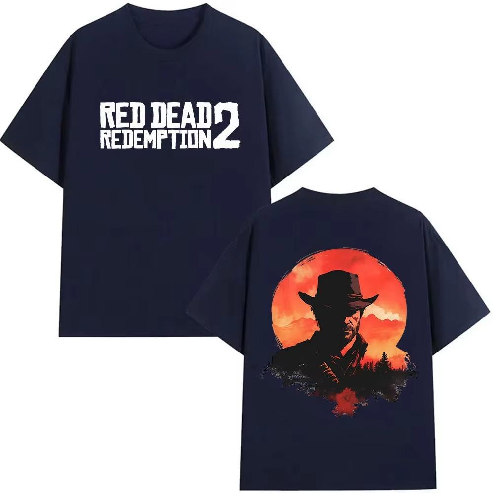 Ретро Красный Red Dead Redemption 2 Печатный Продукт Футболка Мужская 2026 Весна лето Печать Чистый Хлопок Повседневная С коротким рукавом