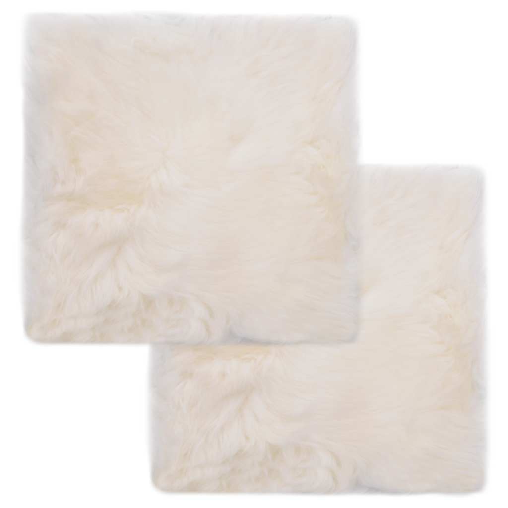 Seat Cushions 2 Pcs White 40x40 cm Real Sheepskin