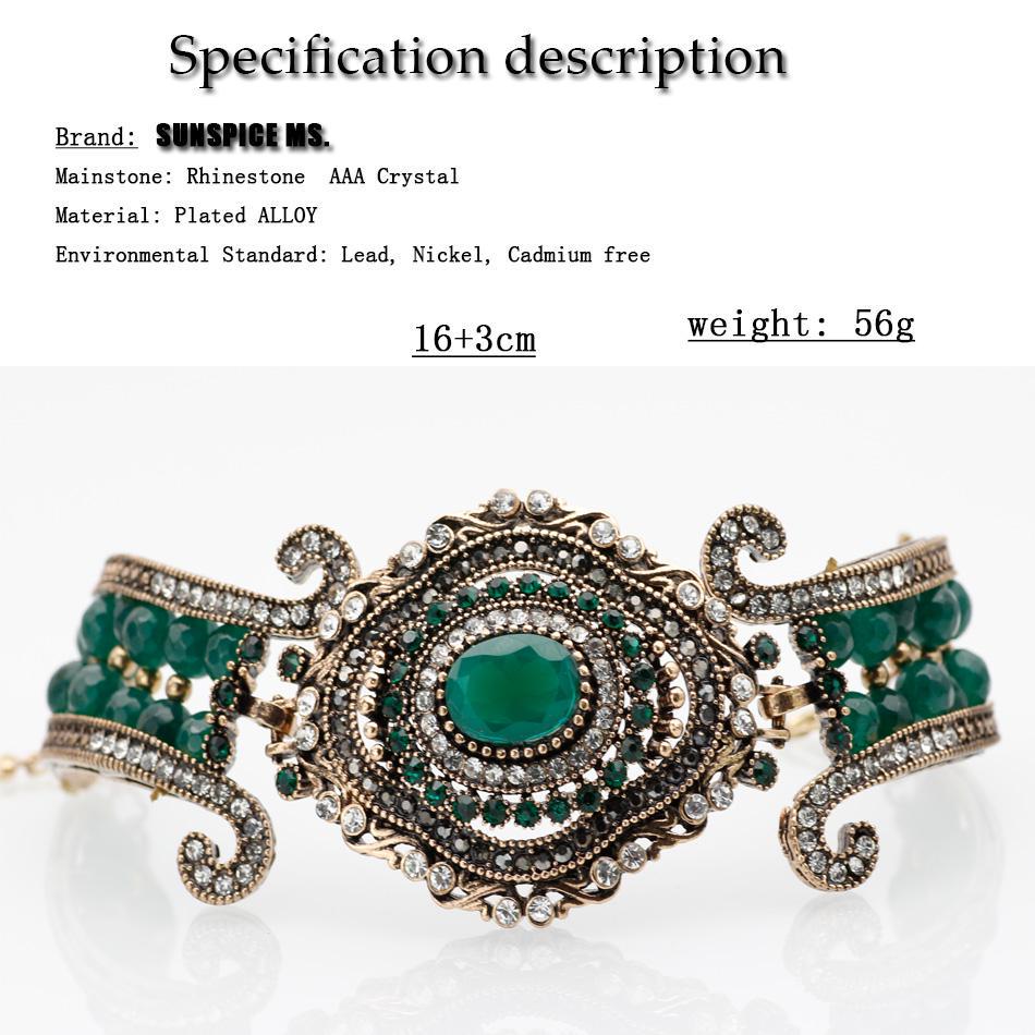 Ретро Винтаж Золотой Цвет Бисера Браслет Для Женщин Натуральный Камень Кристалл Богемия Свадебный Браслет Ювелирные Изделия