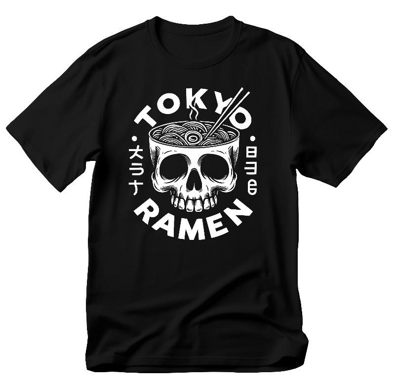 Tokyo Skull Raunisex Tshirt Japanese Foodie Gift Summer Unisexs And Unisexs Loose And Breathable Tshirt Top