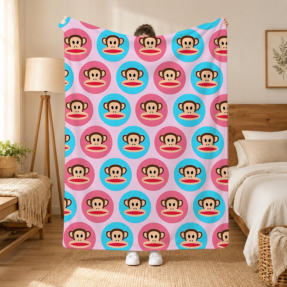 Julius the Monkey Character Throw 240g flannel blanket, suitable for sofas, beds, offices,  exquisite gift blankets