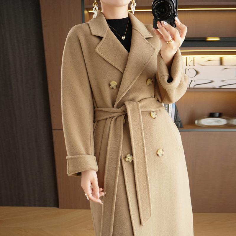Женское пальто из 100% шерсти TIDENOVEL Осеннее шерстяное длинное пальто Ручной работы Пальто-бушлат Зимняя теплая шерстяная длинная куртка Пальто