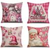 1pc Pink Christmas Cushion Cover Snowman Santa Claus Durable Cover 2025 New for Home Ornament Xmas New Year Christmas Decor