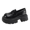 Черные универсальные туфли на платформе из натуральной кожи в британском стиле, женские, весна-осень 2025 года, французские мокасины с одной педалью