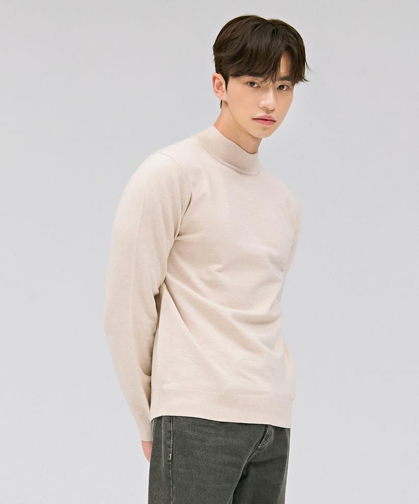 CHASECULT Men'S Essential Mock Neck Sweater - Beige