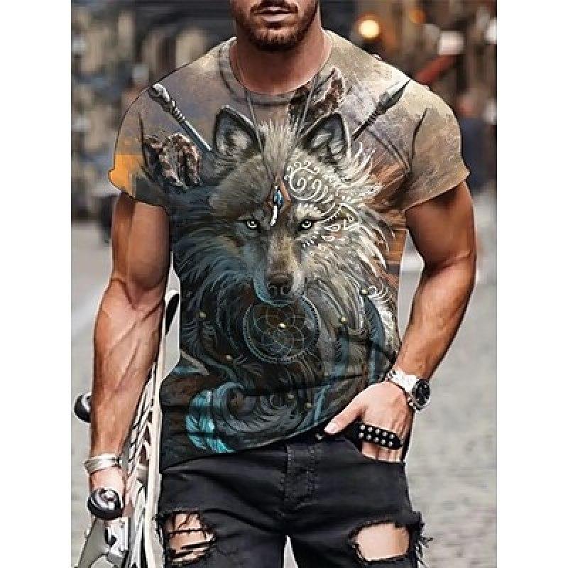 Men's T Shirt Tee Graphic Animal Lion Crew Neck Clothing Apparel 3D Print Outdoor Daily Short Sleeve Print Vintage Fashion Designer