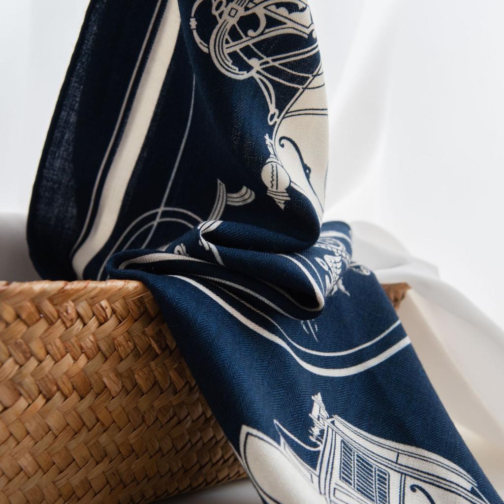 Silk Wool Double-sided Roman Car Mulberry Silk Large Square Scarf Autumn and Winter Warm Elegant Women's Square Scarf