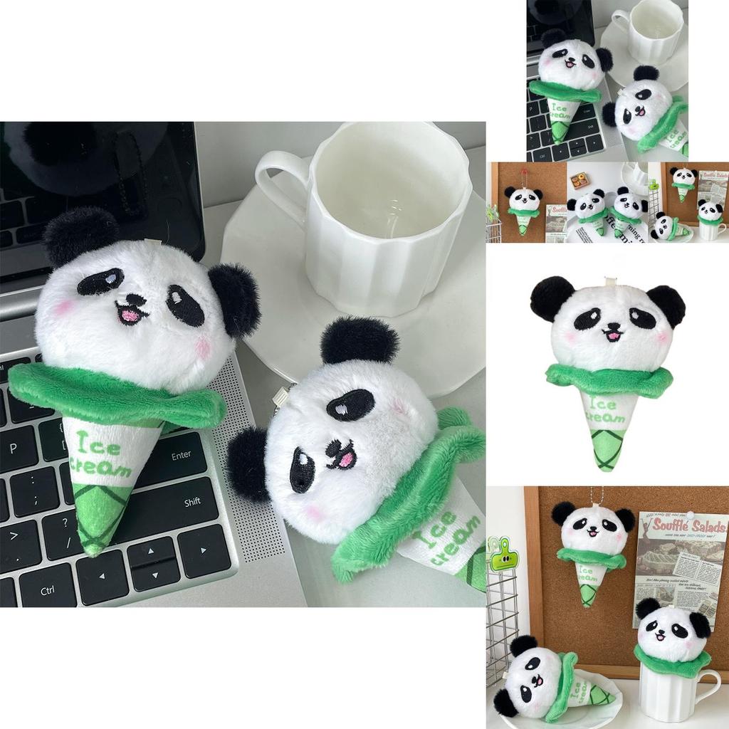 Adorable Mini Panda Plush Toy Keychain Soft Cotton Cute Animal Doll White Green
