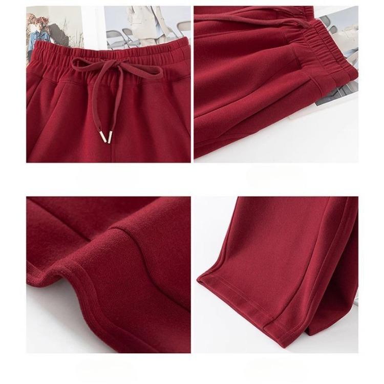 Fashionable High-Waisted Fleece-Lined Wide-Leg Pants for Women Autumn and Winter, Warm and Cozy Banana Trousers