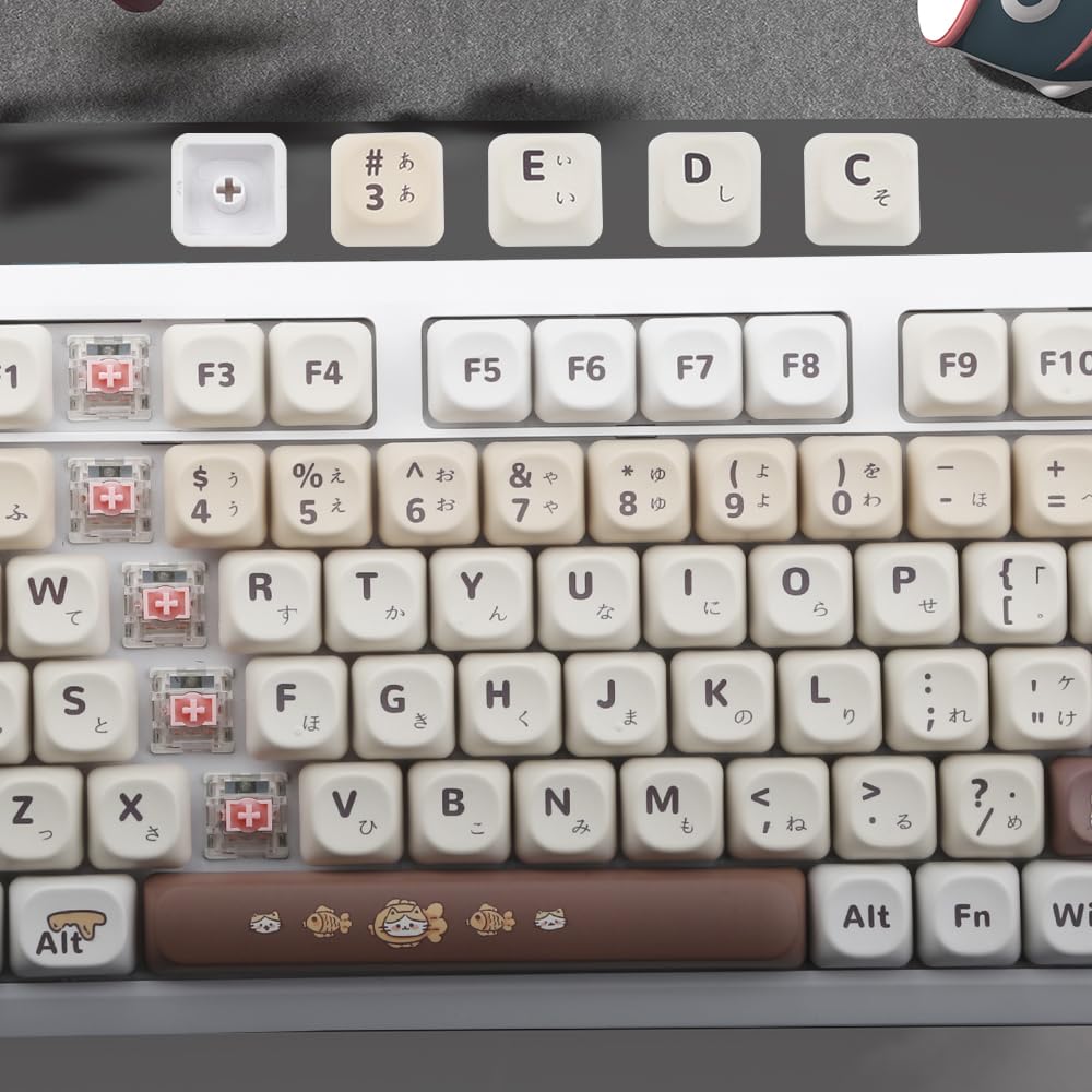 Японская тема кошек суши PBT кейкапы 5-сторонняя сублимация красителей для механических клавиатур AULA и MX Switch, набор из 134 клавиш - клавиатуры F75/F99/S98/K668/S-K80,