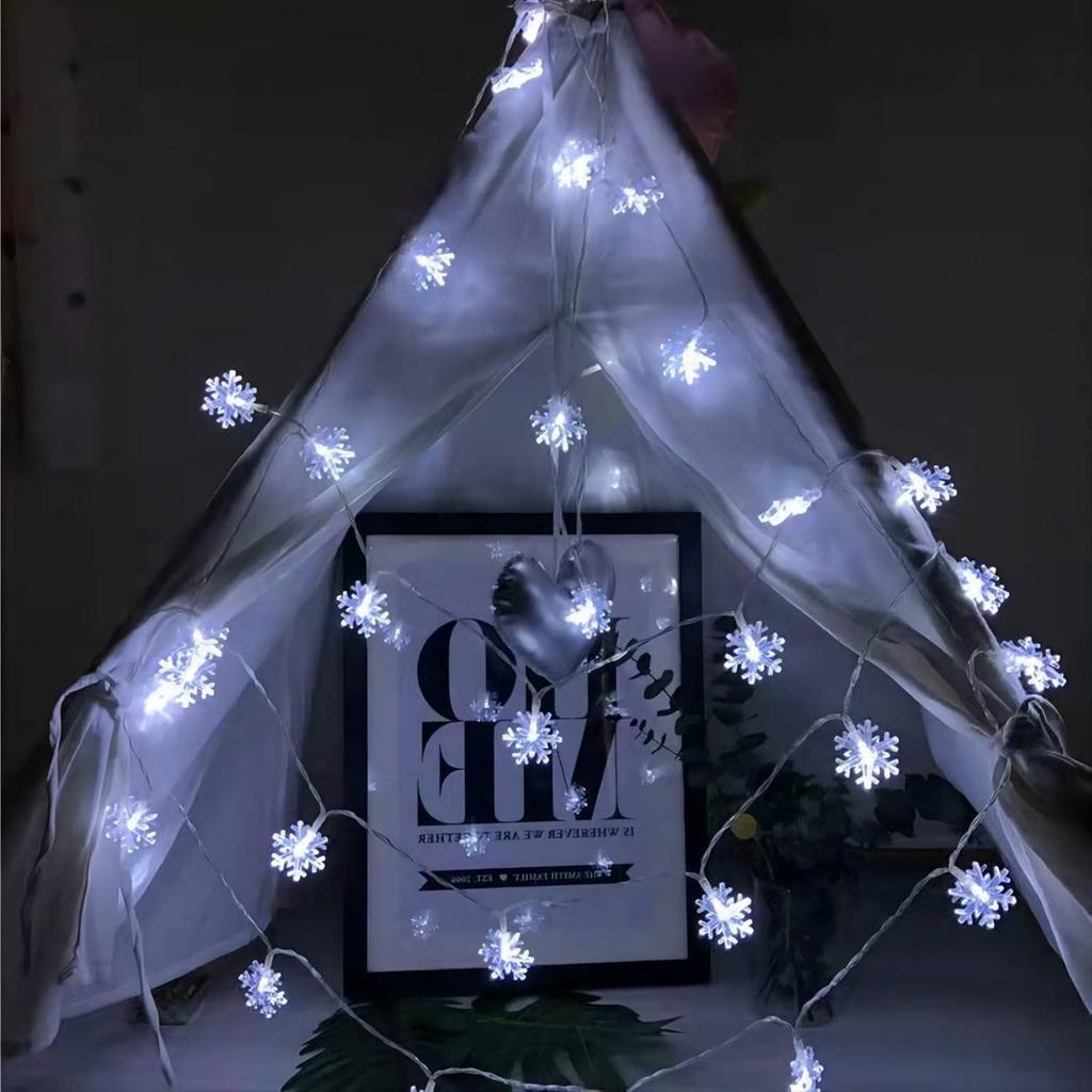 Xiaomi 1PC Christmas Snowflake String Lights LED Battery Operated Waterproof Snowflake Fairy Lights For Bedroom Home Garden Party Decor
