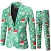 Print Suits Fashion Merry Christmas Men's Suits Jackets Casual Suit 2 Piece Suits(Blazers + Pants) Christmas Gift Set Men's Christmas Print Set Party
