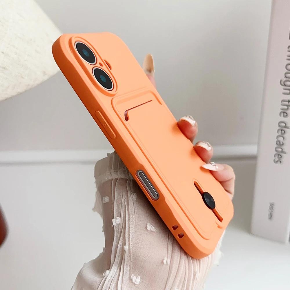 Жидкий силиконовый держатель для карт, чехол-кошелек для iPhone 16 15 14 13 12 11 Pro Max X 7 8 Plus, противоударный, мягкий чехол Candy
