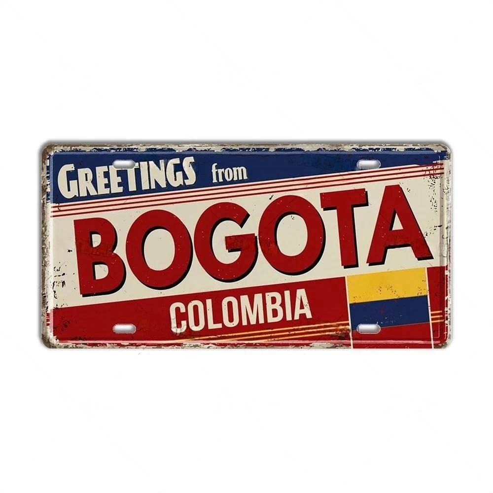 Chile Argentina Ecuador Colombia License Plate Landmark Metal Sign City State Decorative Car Plate Garage Club Bar Wall Decor