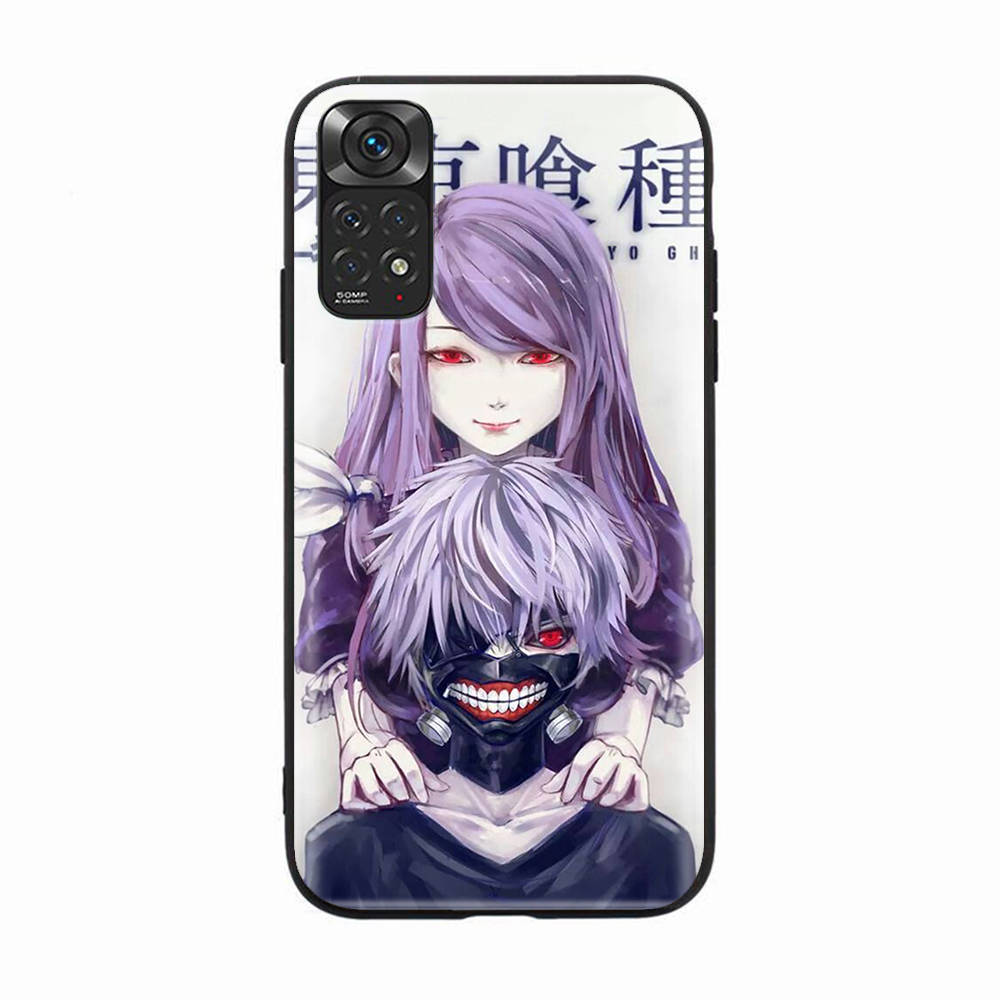 Черный чехол для Xiaomi Poco X6 X4 M5 M6 F5 F6 C65 C55 C50 C51 C40 Pro Redmi 14C A3X 13C 12C 11T 10A 9C Note 7 6 8A Plus D-56 Tokyo Ghoul Anime