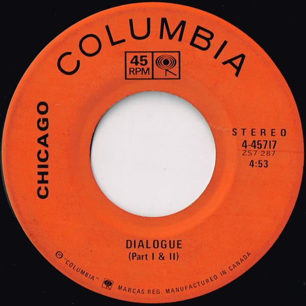 7-дюймовая пластинка CHICAGO Диалоги Часть I II 445717 Columbia 1972 Канада Рок Б/у