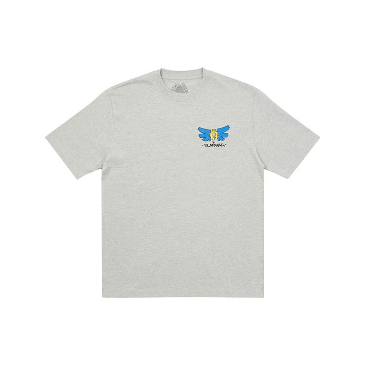 Palace Совместная футболка с мультяшным принтом «Ангел» X Slap Magazine, топы унисекс, серая P20TS252