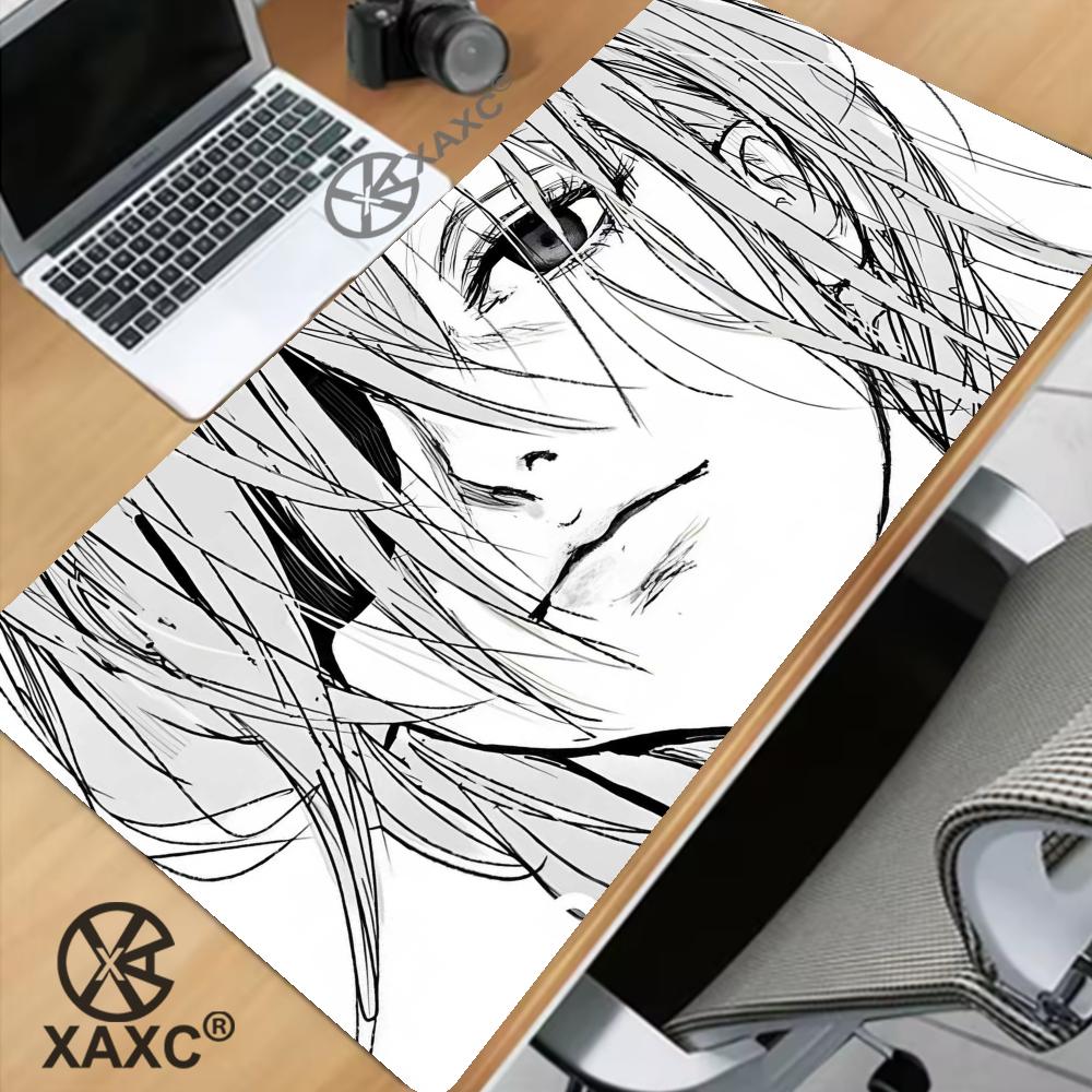 Black And White Anime Girl Table Mat Large Mouse Pad Office Keyboard Edge Locking Desk Mat Gaming Accessories Nonslip Xaxc