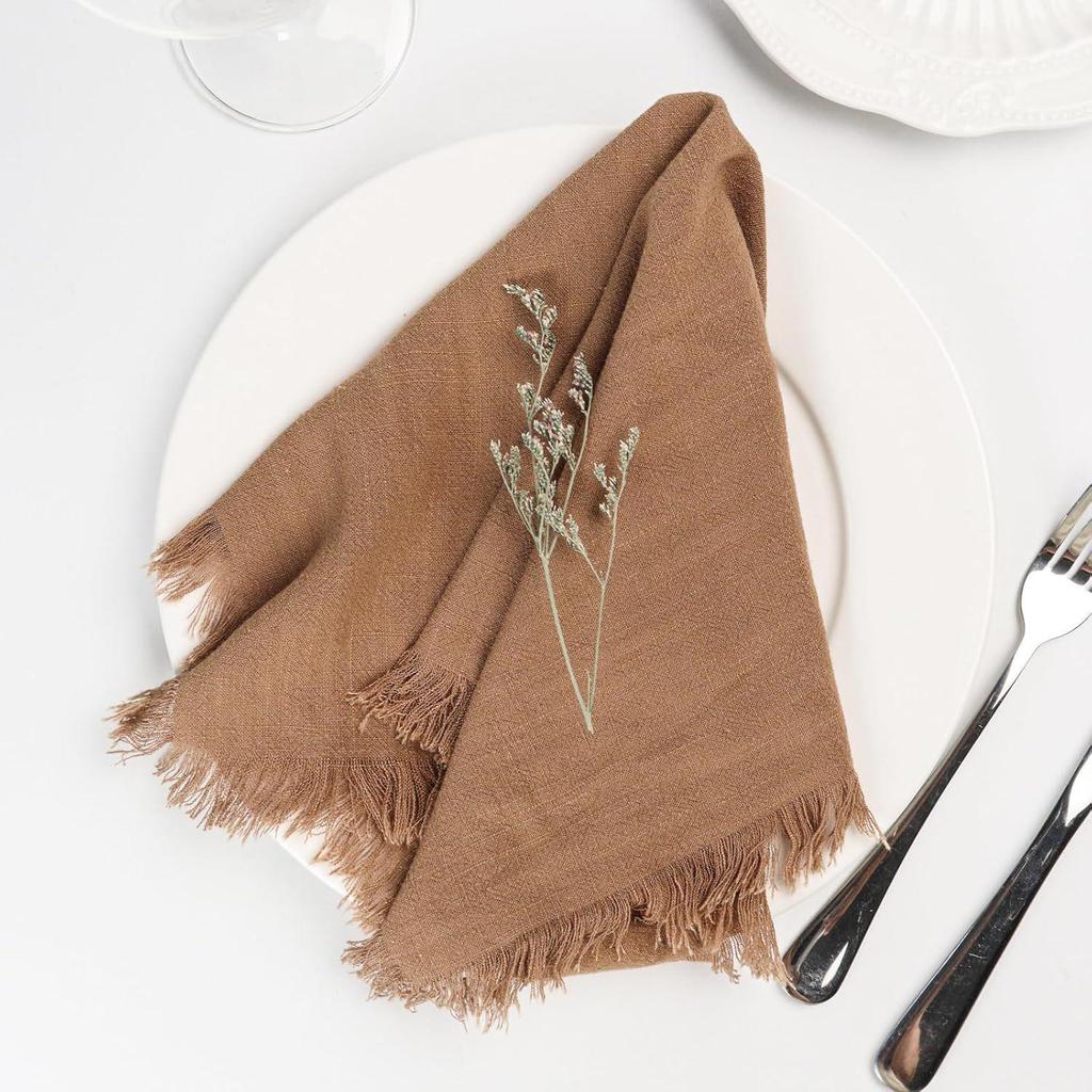 Sub-Cotton Linen Napkin with Tassels for Elegant Dining & Photography Decor