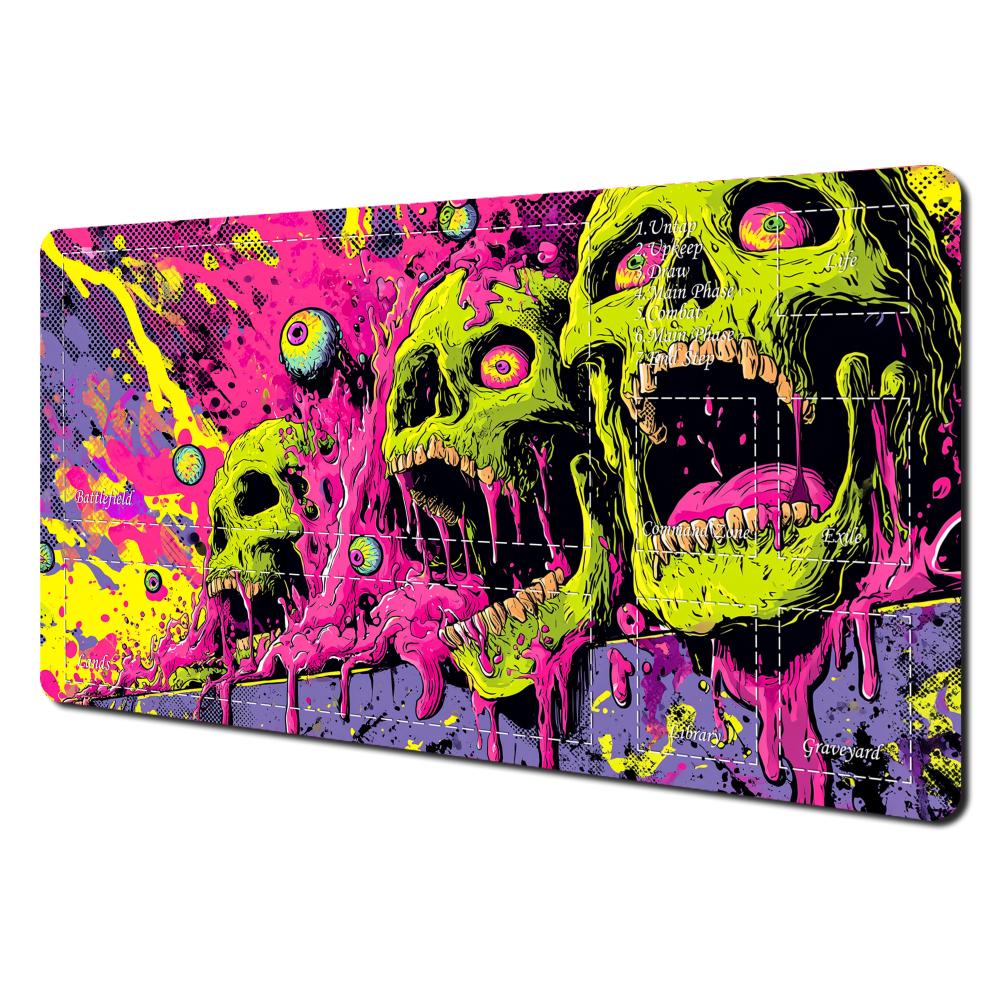 Neonstyle Horror Skull Magic Card Battle Mat Mtg Playmat Antislip Base 35x60cm Gathering Gaming Mats Board Game Mat For Tcg