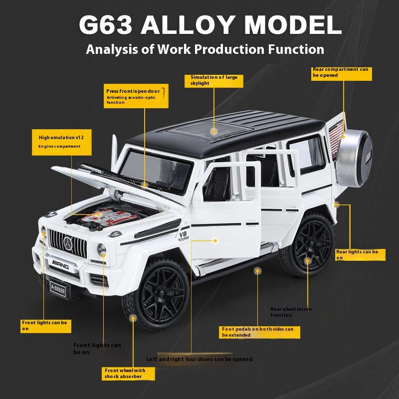 Игрушечная модель автомобиля Benz G63 из сплава в масштабе 1/32 со звуком, светом и пружинным механизмом - Идеальный подарок для детей и автолюбителей - Подлинная