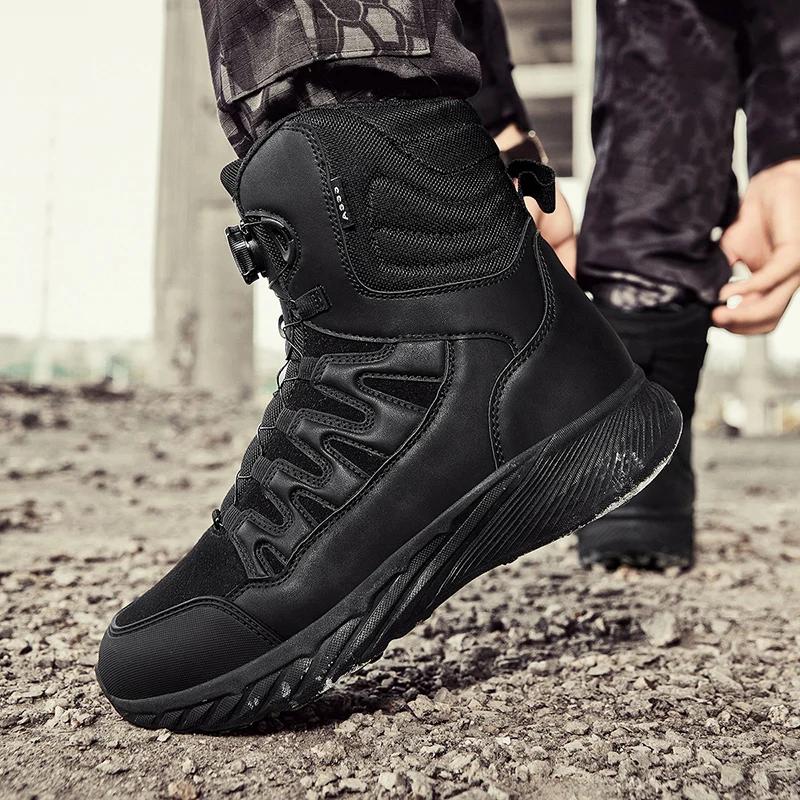 New Men Tactical Boots Brand Army Boot Military Ankle Hiking Shoes Safety Desert Work Climbing Shoes Waterproof High Quality