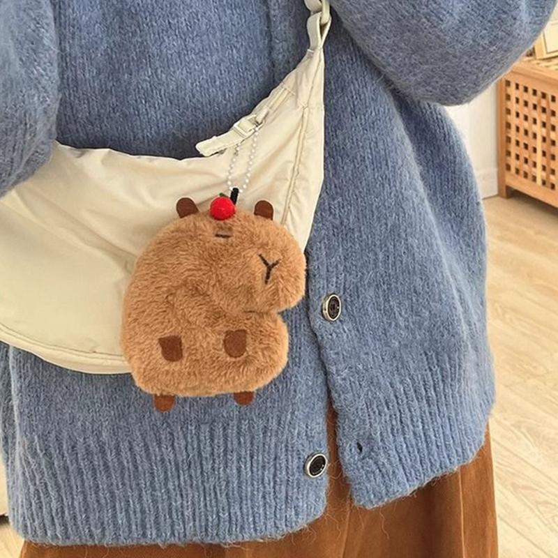 Cute Capybara Plush Dolls Keychain Cartoon Capybara Plush Doll Toy Backpack Decoration Pendant Car Keychain Pendant Gifts