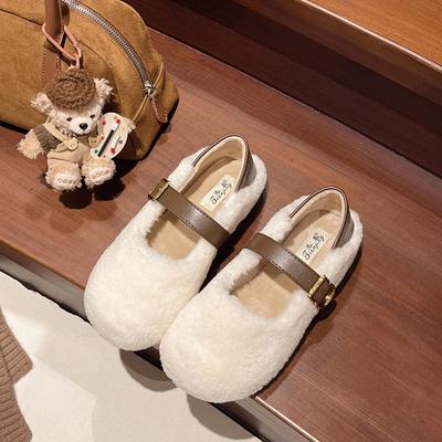 2025 Обувь Мао Мао женская, бархатные туфли-бобы на толстой подошве из норки осенью и зимой, теплые сказочные хлопковые туфли для беременных