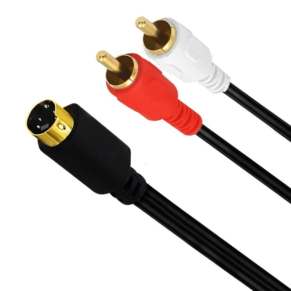 S-Video 4pin To 2-RCA Audio Cables Combo 4 Pin SVideo Male Cord Gold Plated 0.25m 1.5m 5