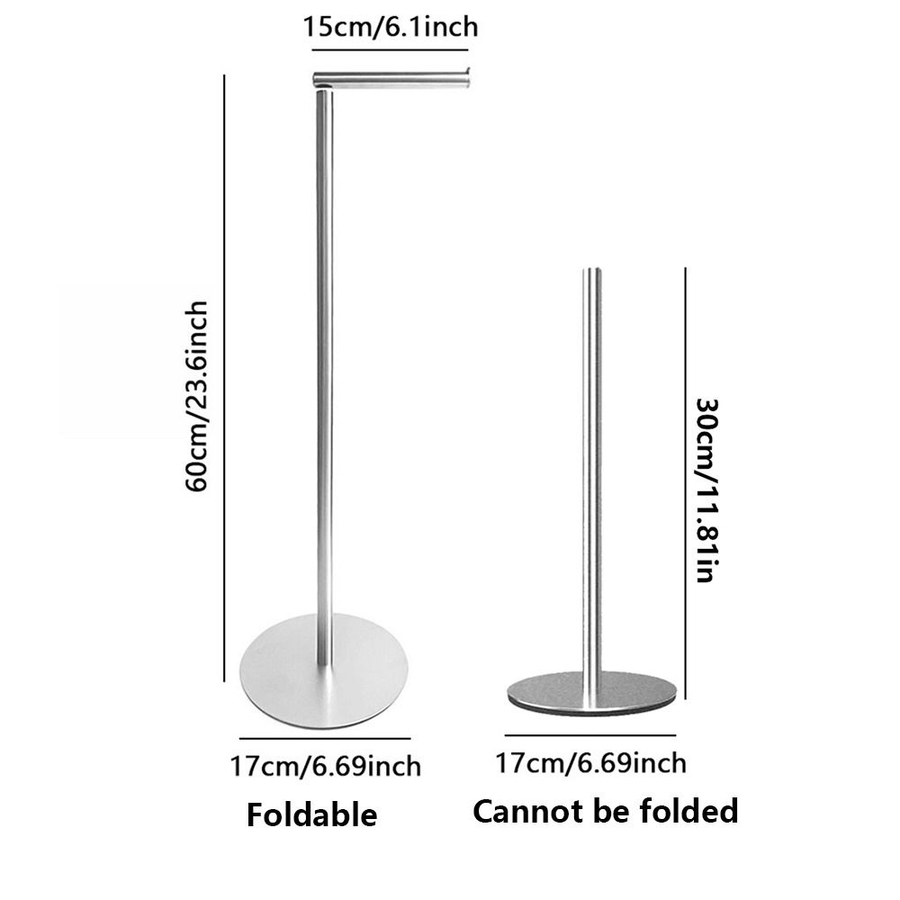 Rust-Proof Stainless Steel Paper Roll Stand Single Pole Floor Standing Paper Dispenser Bedroom