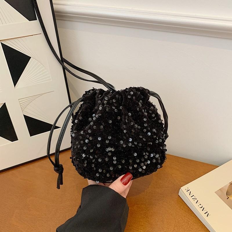 Сумка-тоут ведро на шнурке с пайетками женская новая модная универсальная сумка на плечо трендовая сумка-мессенджер