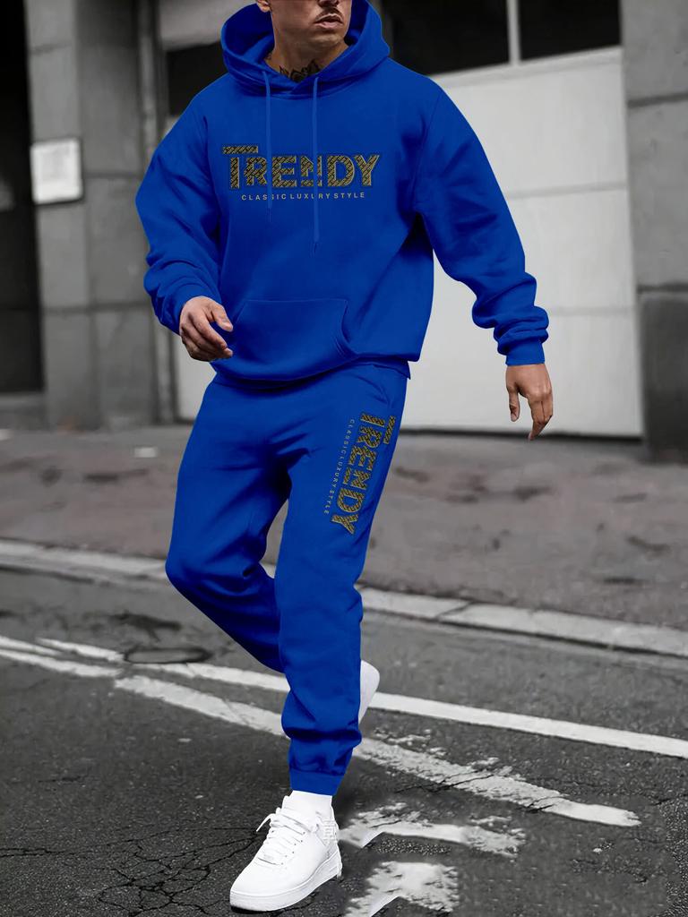New sweater sweatpants set letter printing casual jacket autumn and winter velvet street tide youth hooded suit