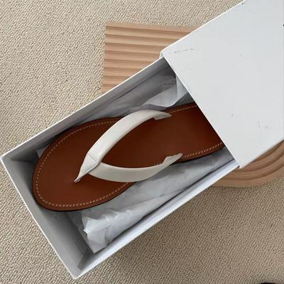 Шлепанцы с защипом женские летние нишевые ретро пляжные туфли для морского отдыха ленивые плоские с перемычкой для пальцев