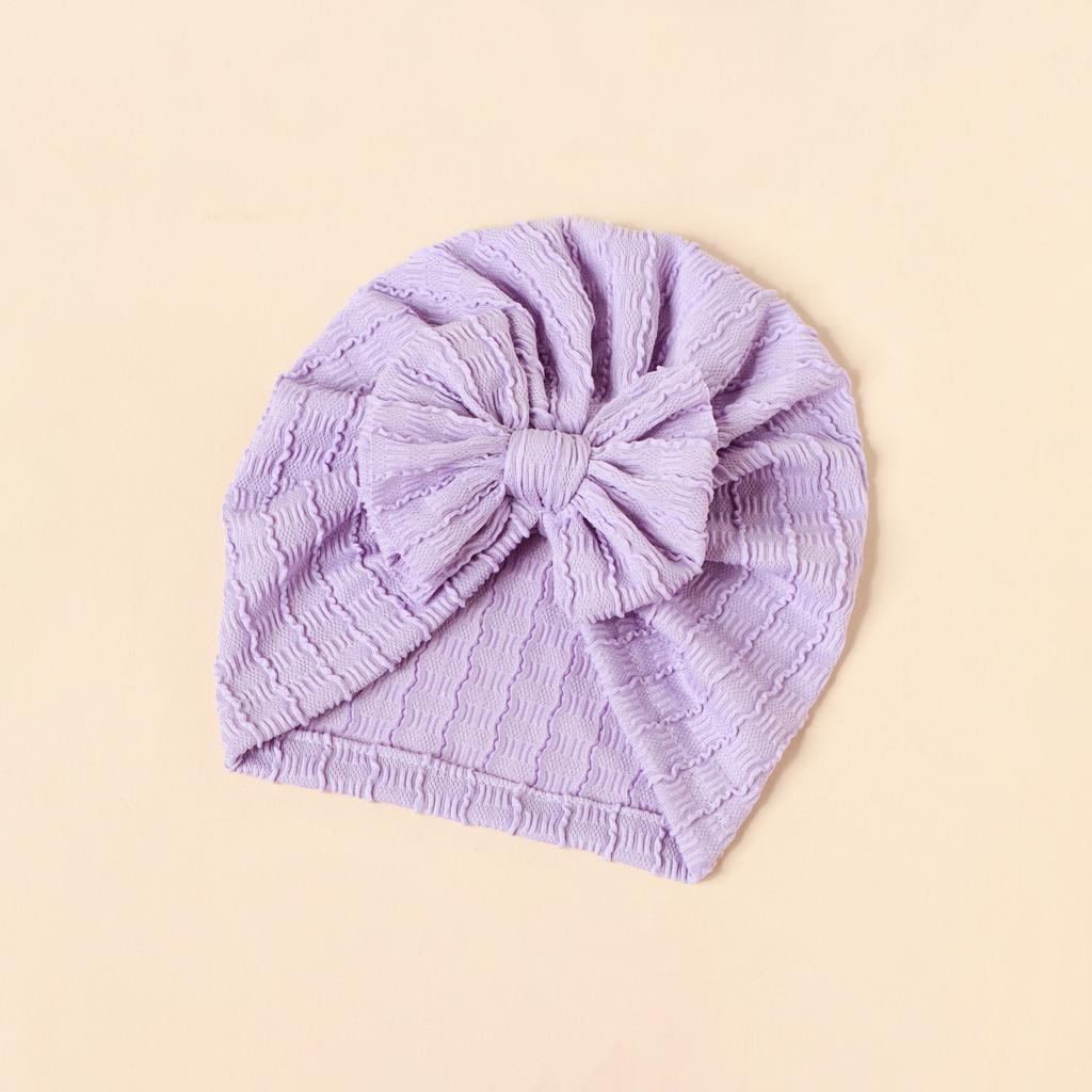 INS Style Baby Kids Headwear with Bow - Stretchy Elastic Newborn Jacquard Bonnet Hat Infant Turban Cap for Girls Boys 0-2 Years Old