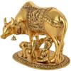 Showpiece - 17 Cm Metal Religious Kamdhenu Cow with Calf Handicraft for Home Decor Gift Item (Metal, Gold) Decorative - 17 Cm  (Aluminium, Gold)