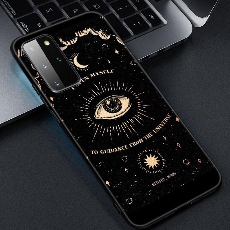Witches Moon Tarot Mystery Totem Phone Case For Samsung Galaxy S22 Pro S21 S20 Ultra FE S10 Lite S9 S8 Plus S10E 5G Black Cover