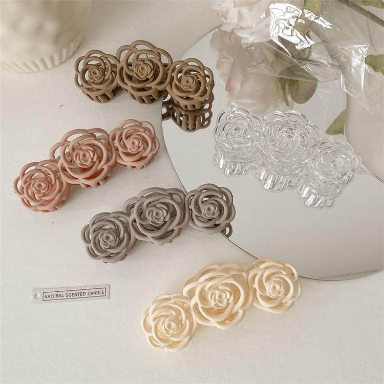 10.5cm Grinding Camellia Rose Flower Large Hair Claw Clip Ins Plate Acrylic Hair Shark Clip for Female Hair Accessories
