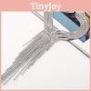 Fashionable Rhinestone Decorative Long Tassel Design Women Metal Necklace