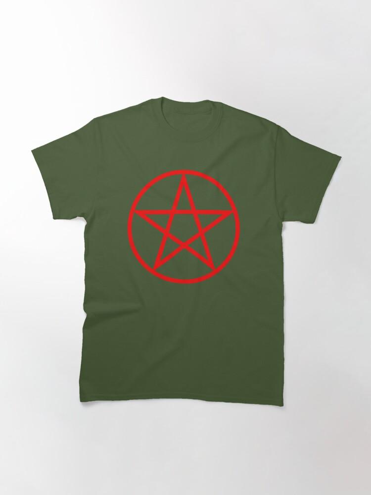 Pentangle Bright Red Wiccan Pentagram Classic T-Shirt