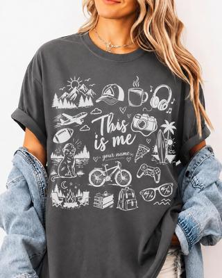 This Is Me Doodles Tee, Personality Doodle Shirt, Favourite Things, Customized Drawn T-Shirt, Anniversary Gift, Valentine's Day Symbols Tees