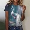 Fashion Retro Peacock Feather 3d Print T Shirts For Woman Harajuku Personality Short Sleeve Tshirt Female Colorful O-neck Tops