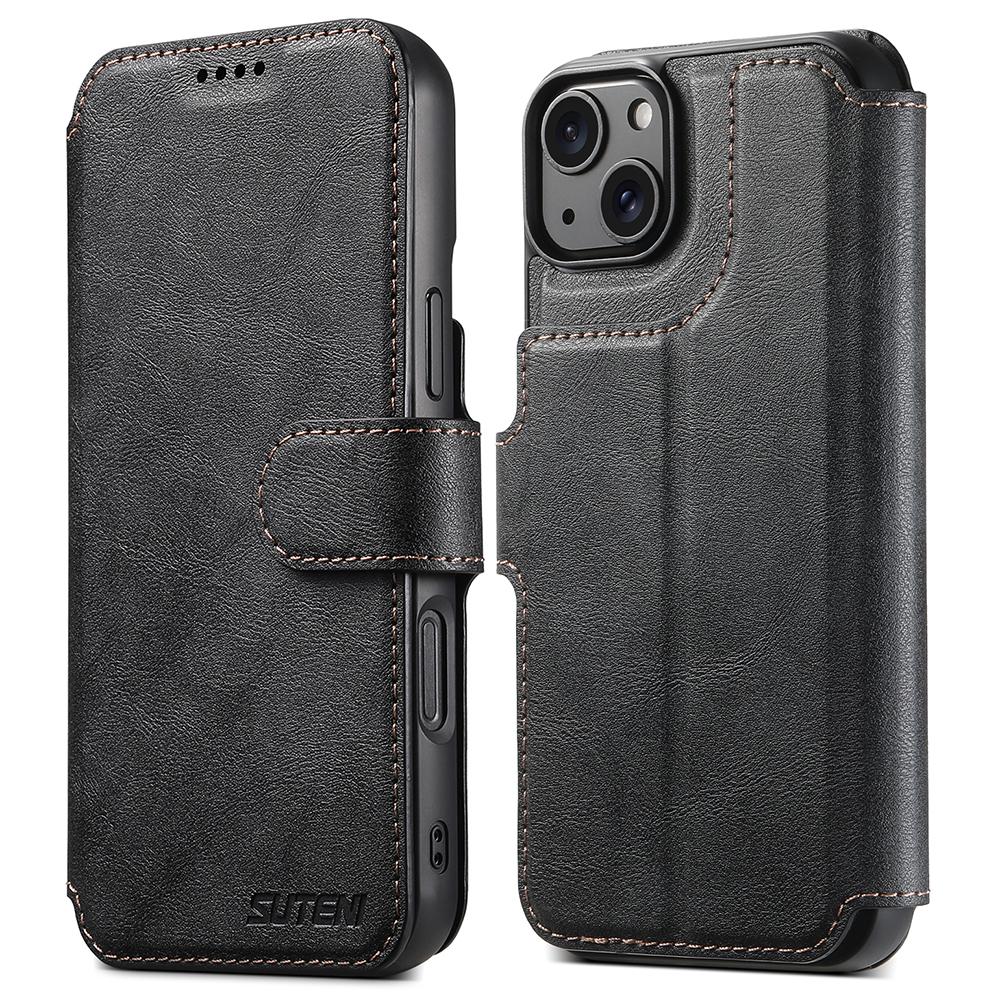 SUTENI Q-05 Чехол-кошелек для iPhone 14/13 2 в 1, съемная кожаная откидная крышка для телефона с подставкой