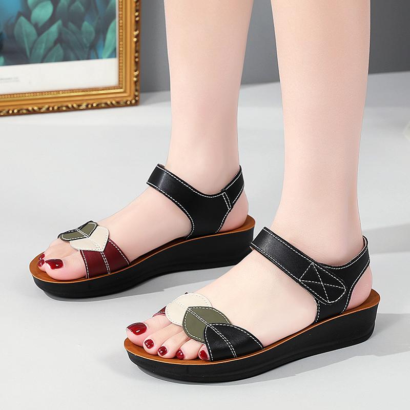 Женские летние римские сандалии на плоской подошве, нарядные повседневные сандалии с открытым носком для девочек, большие размеры