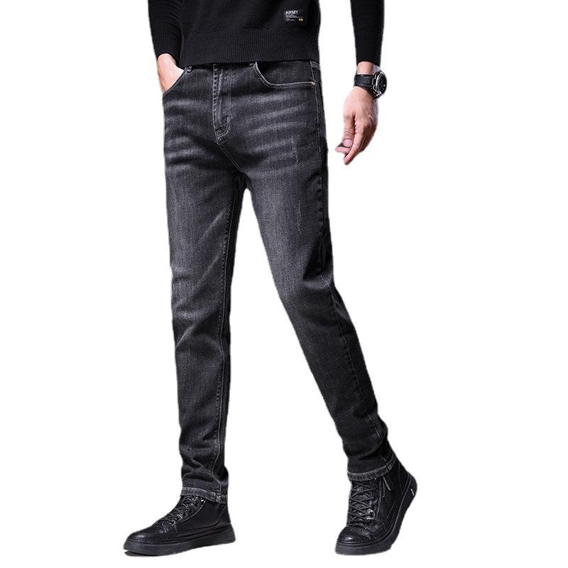 Trendy Men's Spring and Autumn Jeans, Stretch Korean Version, Slim Fit, Straight Tube, Versatile Jeans, Men's Pants, Men's Pants